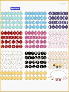 260 Pcs Mixed Metal Letter Charms for DIY Bracelet Necklace Making